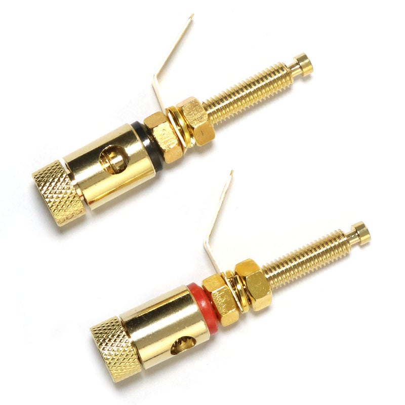 RLECS 1 Pair 52mm Gold Plated Binding Post Banana Jacks Connectors Extra Long Shaft with Solder Tabs (1 Red + 1 Black) - Image 5